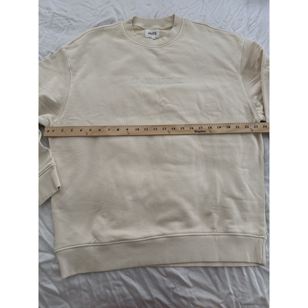 Mate The Label Oversized Organic Cotton Crewneck Embroidered Small Lounge Cream - Picture 5 of 13